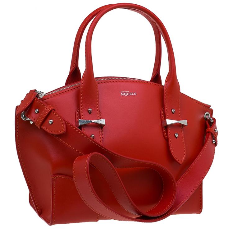 Pre Owned Alexander McQueen Red Leather Small Legend Tote bag