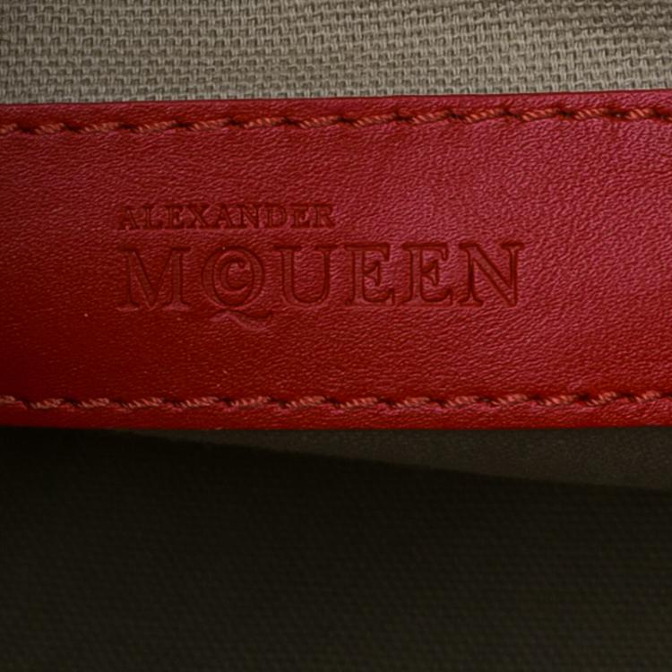Pre Owned Alexander McQueen Red Leather Small Legend Tote bag