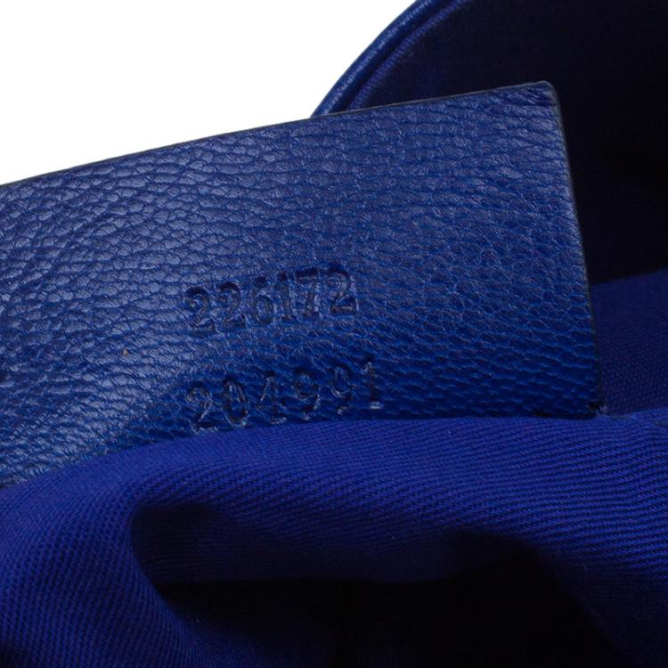 Pre Owned Alexander McQueen Navy Blue Leather Faithful Glove Clutch