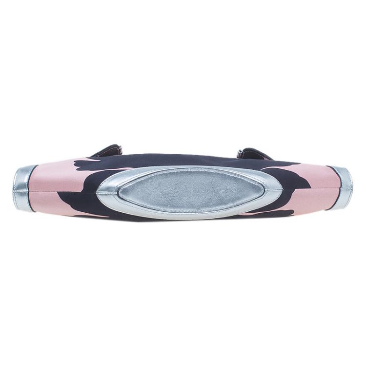 مملوكة مسبقًا Alexander McQueen Black/Pink Satin Medium Floral De Manta Clutch