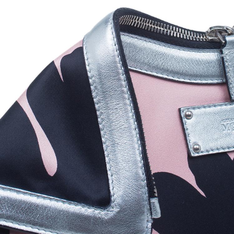 مملوكة مسبقًا Alexander McQueen Black/Pink Satin Medium Floral De Manta Clutch