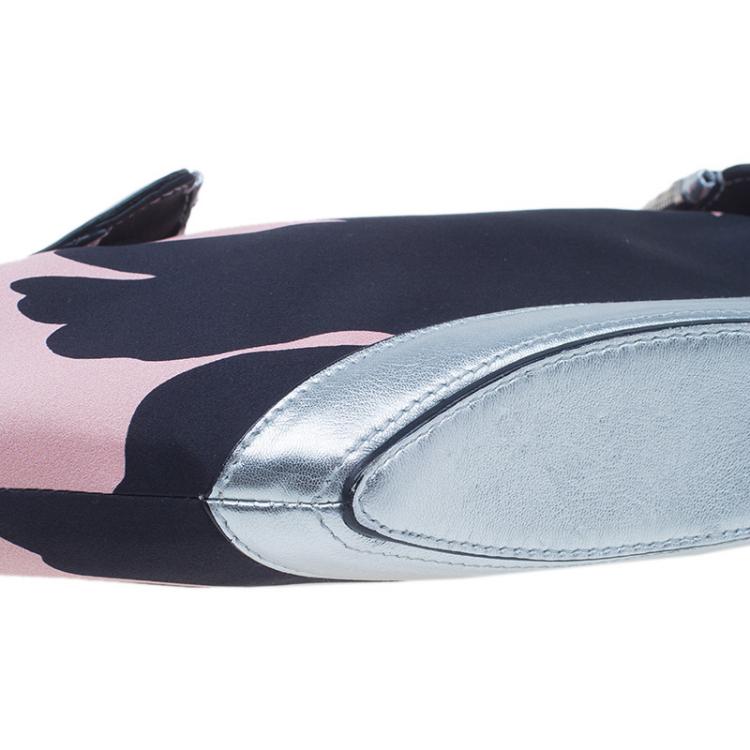 مملوكة مسبقًا Alexander McQueen Black/Pink Satin Medium Floral De Manta Clutch