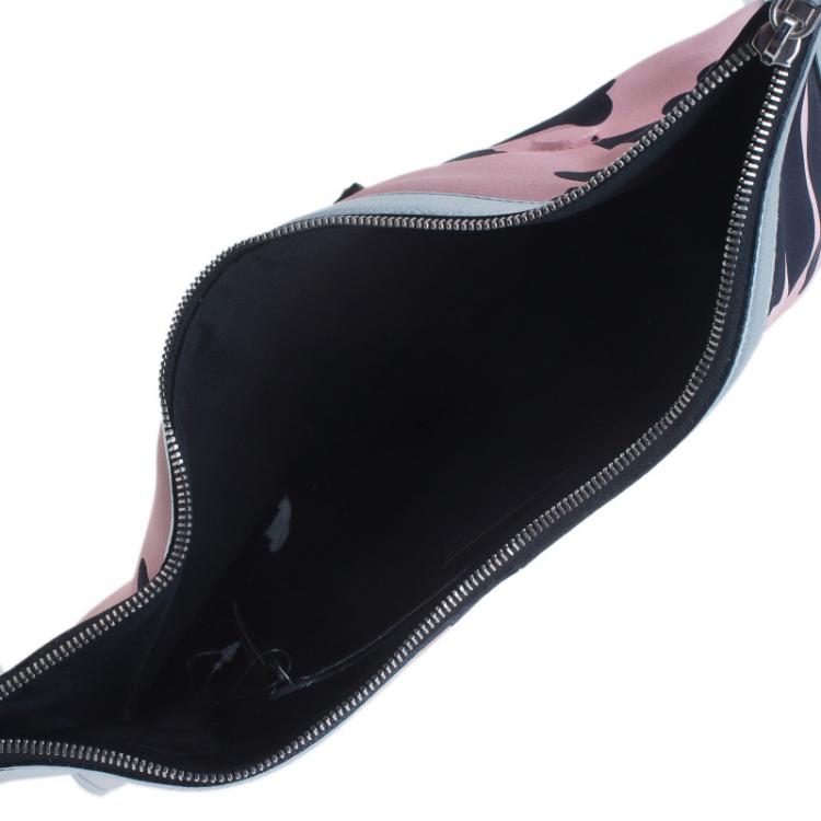 مملوكة مسبقًا Alexander McQueen Black/Pink Satin Medium Floral De Manta Clutch
