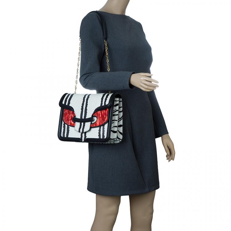 Pre Owned Alexander McQueen Black/White Python and Pony Hair Lucite Heroine Shoulder Bag
