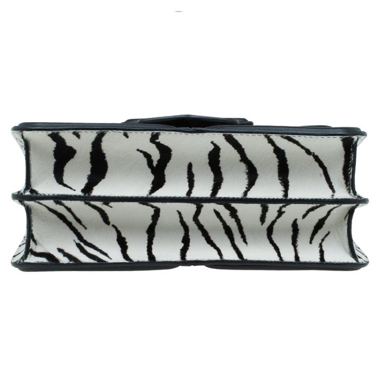 Pre Owned Alexander McQueen Black/White Python and Pony Hair Lucite Heroine Shoulder Bag
