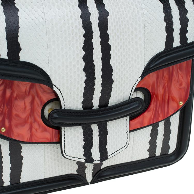 Pre Owned Alexander McQueen Black/White Python and Pony Hair Lucite Heroine Shoulder Bag