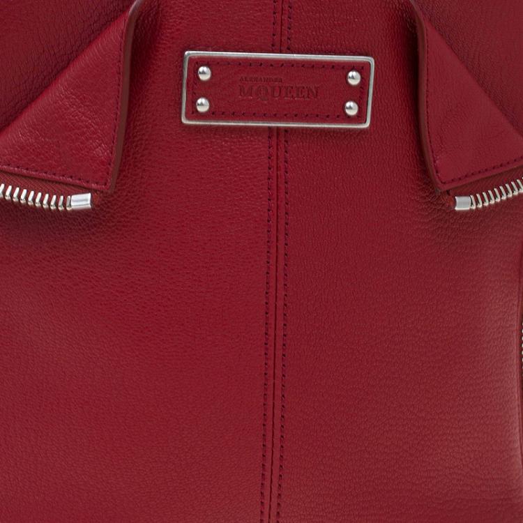 Pre Owned Alexander McQueen Red Leather De Manta Crossbody Bag