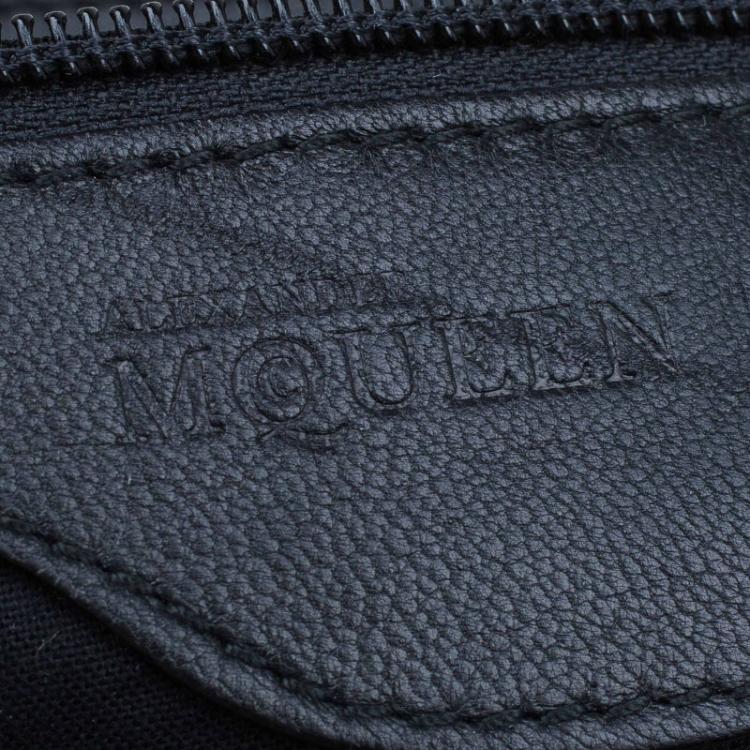 Pre Owned Alexander Mcqueen Burgundy Glazed Leather Hobo
