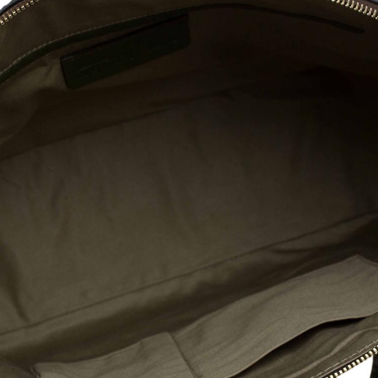 Pre Owned Alexander Mcqueen Olive Green Crocodie Embossed Flapper Satchel