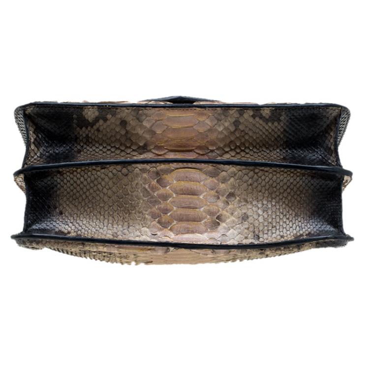 Pre Owned Alexander McQueen Bi Color Python Leather Heroine Chain Shoulder Bag