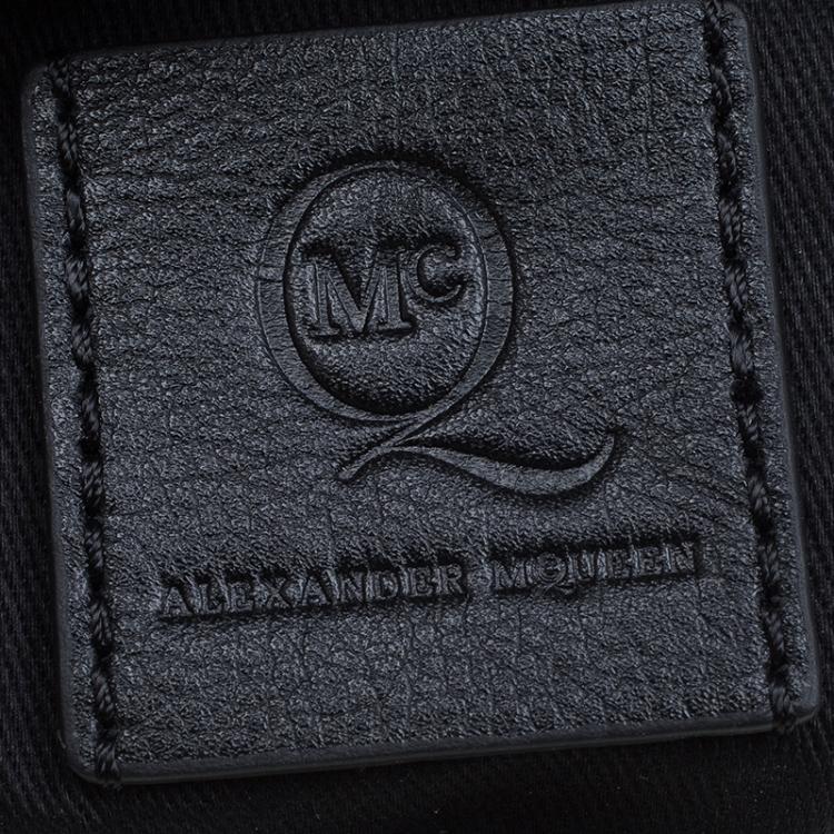 Pre Owned Alexander McQueen Beige Croc Embossed Leather Baby Frame Bag