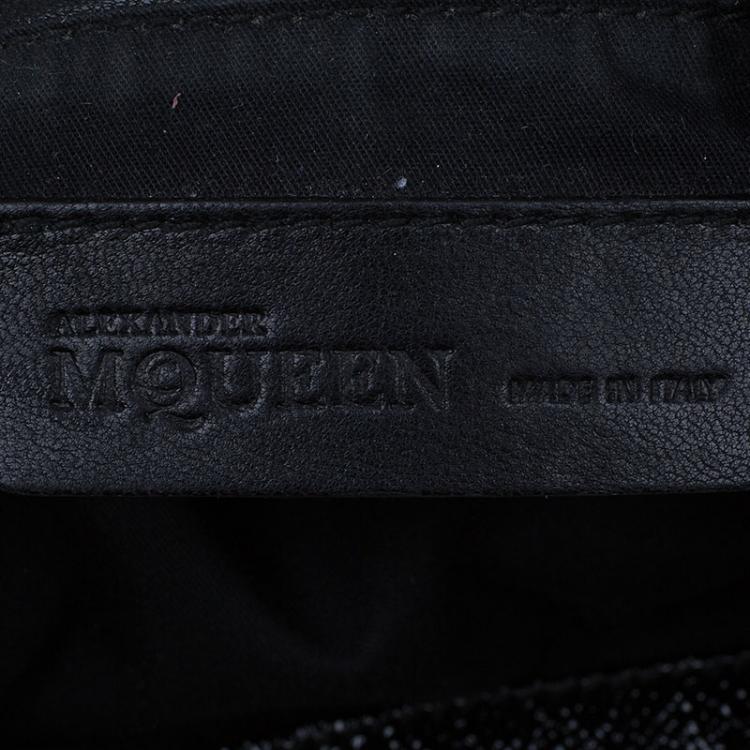 Pre Owned Alexander Mcqueen Black Patent Leather Wishbone Hobo