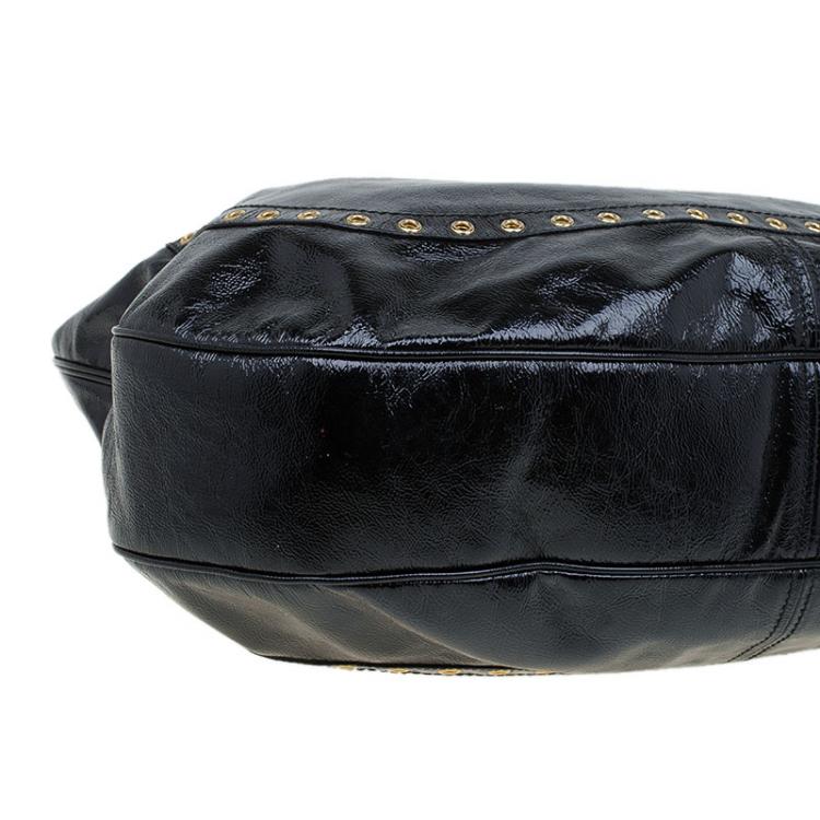 Pre Owned Alexander Mcqueen Black Patent Leather Wishbone Hobo