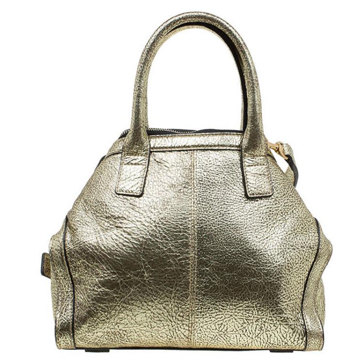 مملوكة مسبقًا Alexander McQueen Gold Leather Mini De Manta Tote