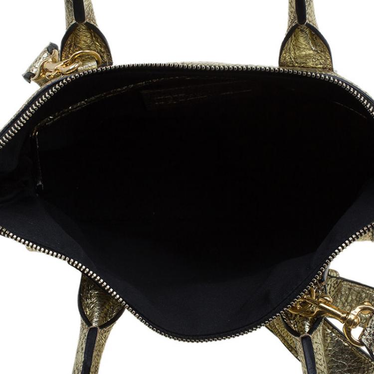 مملوكة مسبقًا Alexander McQueen Gold Leather Mini De Manta Tote