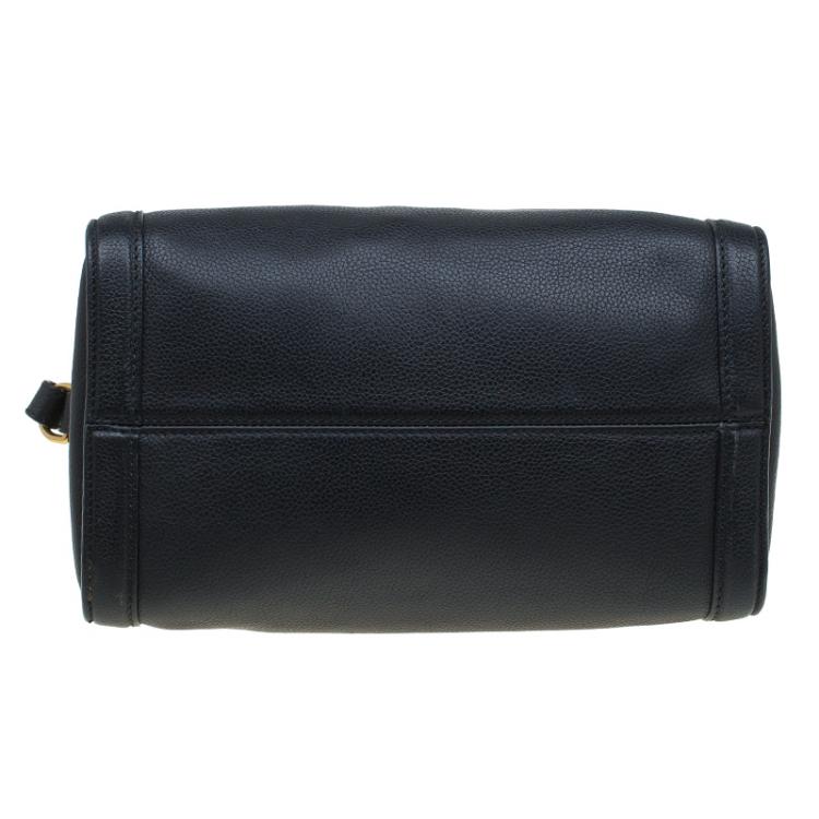 Pre Owned Alexander McQueen Black Grained Leather Padlock Tote