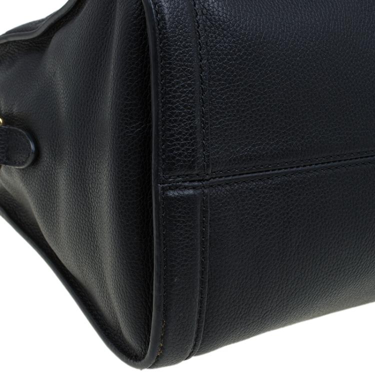 Pre Owned Alexander McQueen Black Grained Leather Padlock Tote