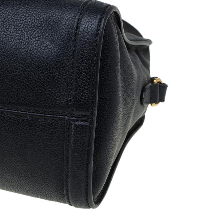 Pre Owned Alexander McQueen Black Grained Leather Padlock Tote