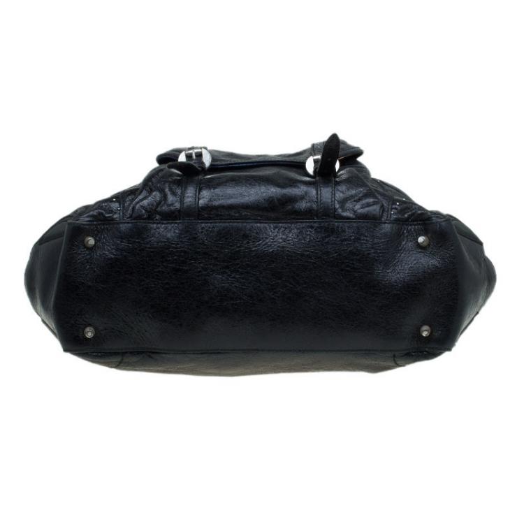 Pre Owned Alexander McQueen Black Leather Flapper Satchel