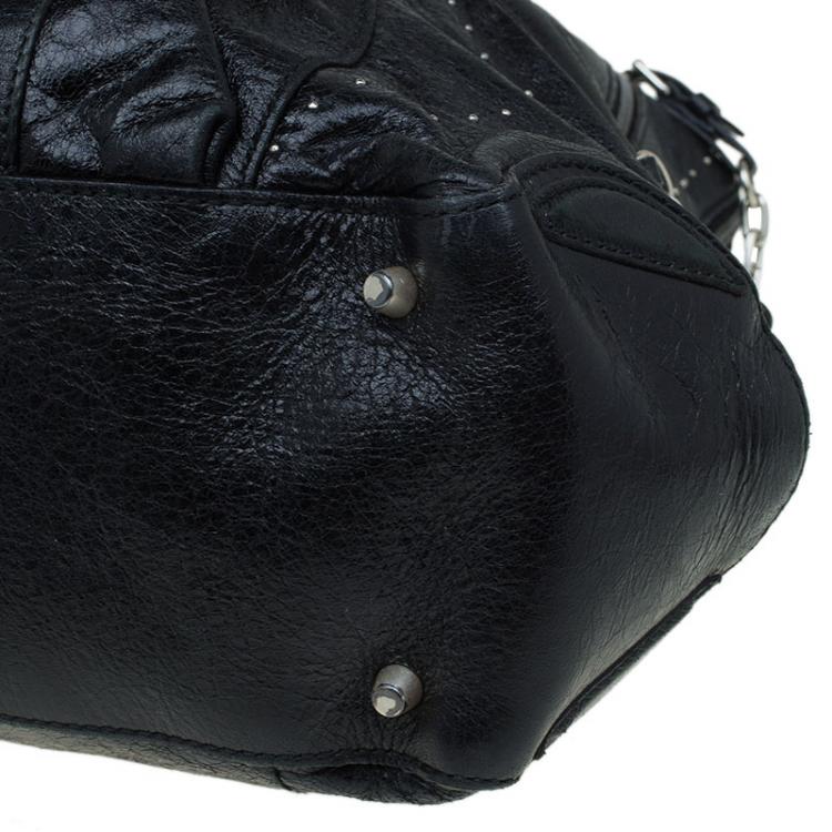 Pre Owned Alexander McQueen Black Leather Flapper Satchel