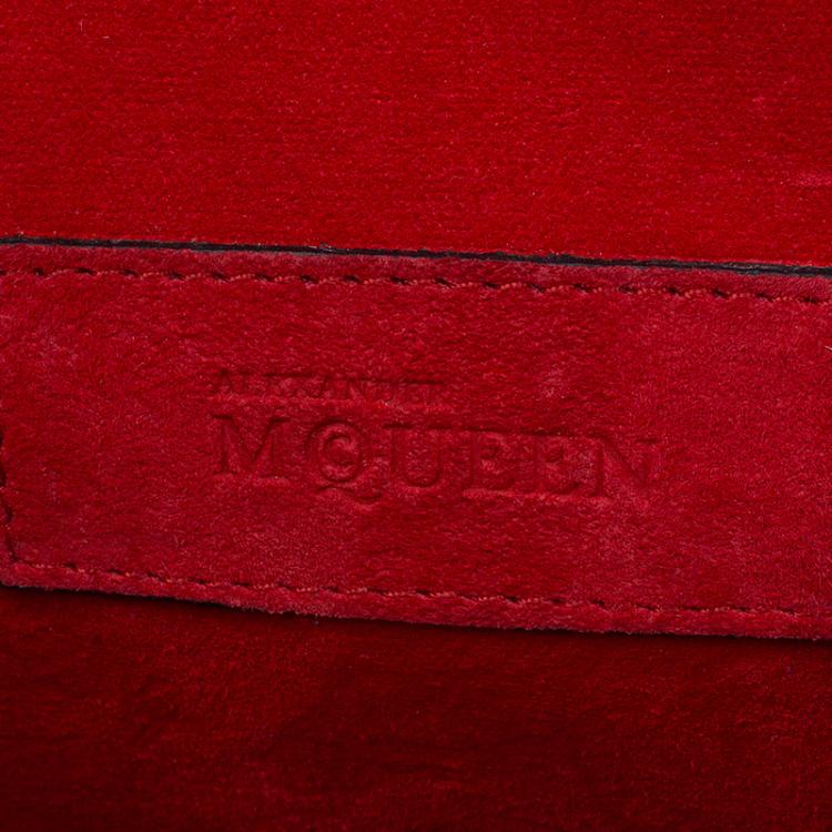 Pre Owned Alexander McQueen Red Leather Mini Heroine Chain Crossbody Bag