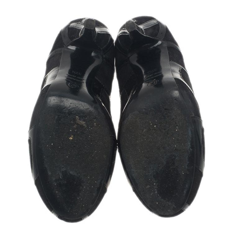 Pre Owned Alexander McQueen Black Suede and Leather Pumps Size 37.5 