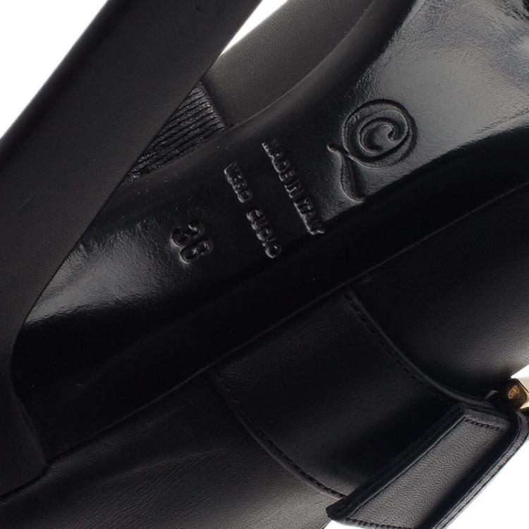 Pre Owned Alexander McQueen Black Plexi Plaque Strappy Platform Sandals Size 38