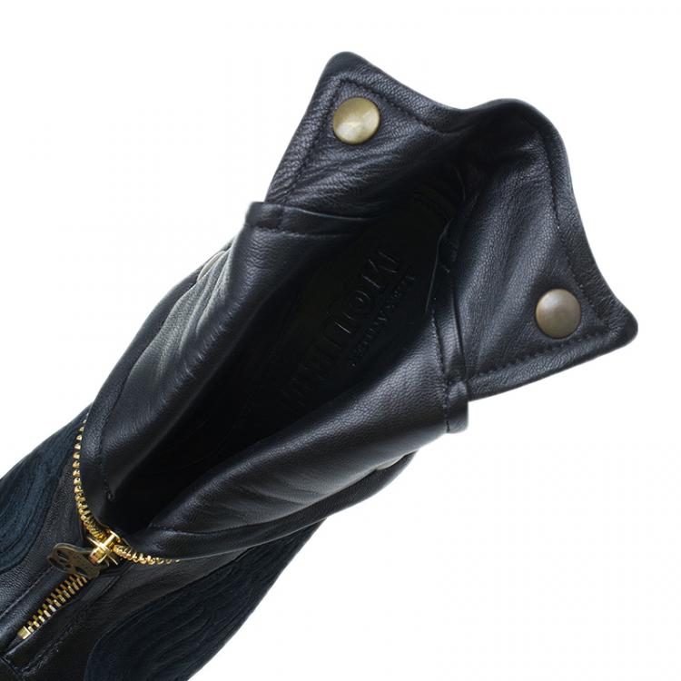Pre Owned Alexander McQueen Black Leather Faithful Peep Toe Ankle Booties Size 37