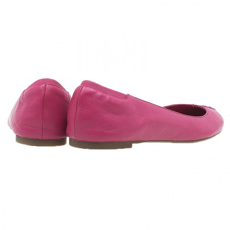 Pre Owned Alexander McQueen Pink Leather Sequin Skull Ballet Flats Size 39