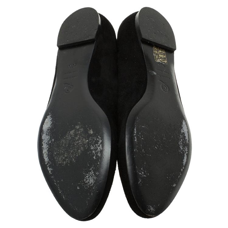 Pre Owned Alexander McQueen Black Suede Sequin Skull Smoking Slippers Size 38.5
