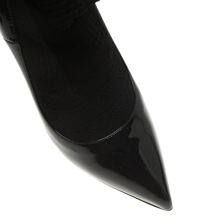 Pre Owned Alexander McQueen Black Patent Sock Pumps Size 37.5
