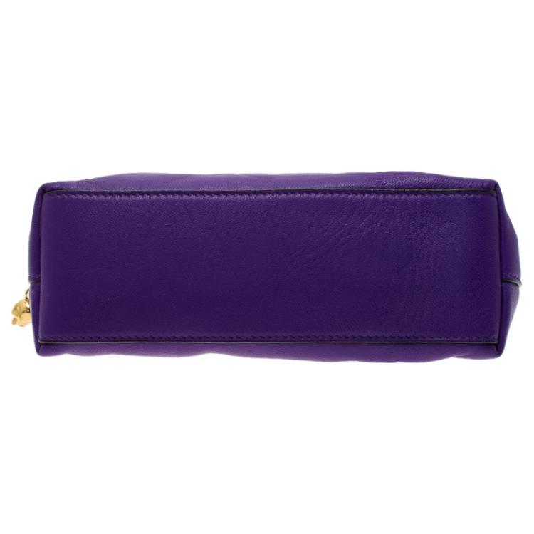 Pre Owned Alexander McQueen Purple Leather Cosmetic Pouch