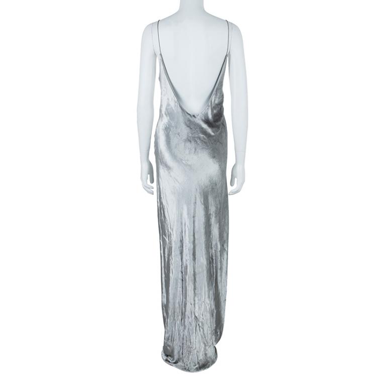 Pre Owned T By Alexander Wang Panne Velvet Silver Camisole Maxi Dress M