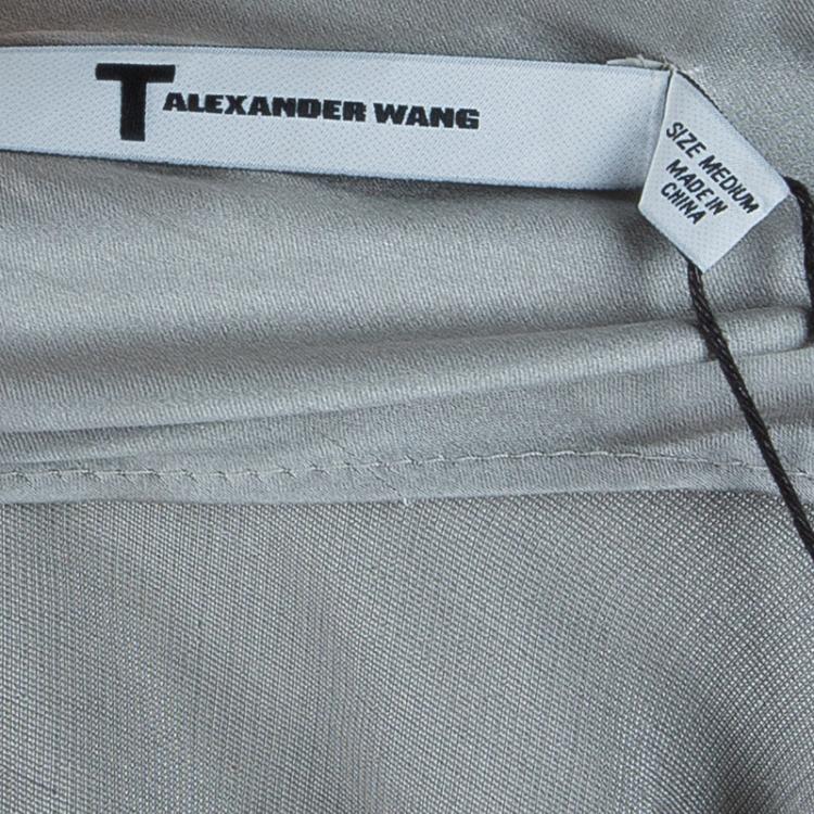 Pre Owned T By Alexander Wang Panne Velvet Silver Camisole Maxi Dress M