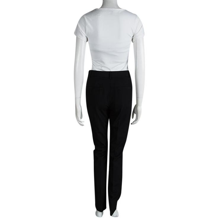 Pre Owned Alexander Wang Black Wool Pocket Detail High Waist Straight Fit Pants S