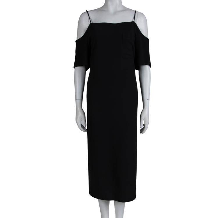 Pre Owned T by Alexander Wang Black Cold Shoulder Shift Dress L 