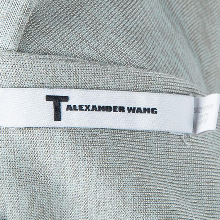 Pre Owned T By Alexander Wang Grey Knit Scoop Back Detail Long Sleeve Dress M 