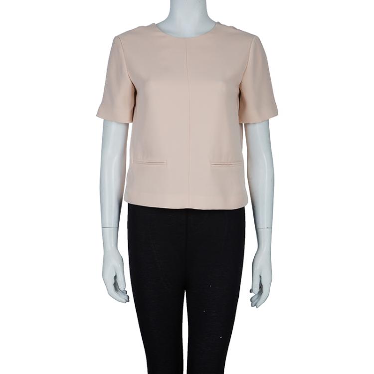Pre Owned T By Alexander Wang Beige Welt Pocket Detail Short Sleeve Blouse S