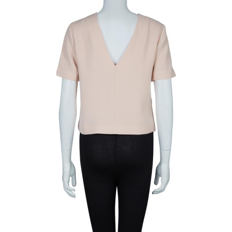 Pre Owned T By Alexander Wang Beige Welt Pocket Detail Short Sleeve Blouse S