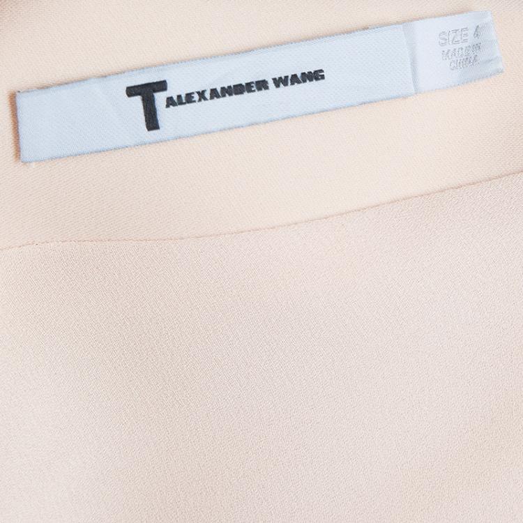 Pre Owned T By Alexander Wang Beige Welt Pocket Detail Short Sleeve Blouse S