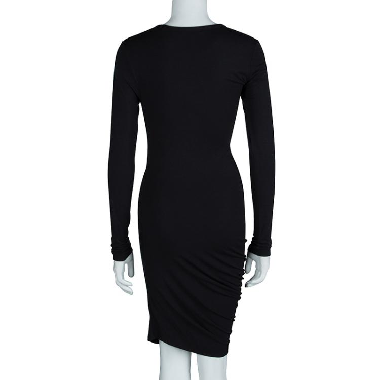 Pre Owned T Alexander Wang Black Knit Long Sleeve Asymmetric Dress S