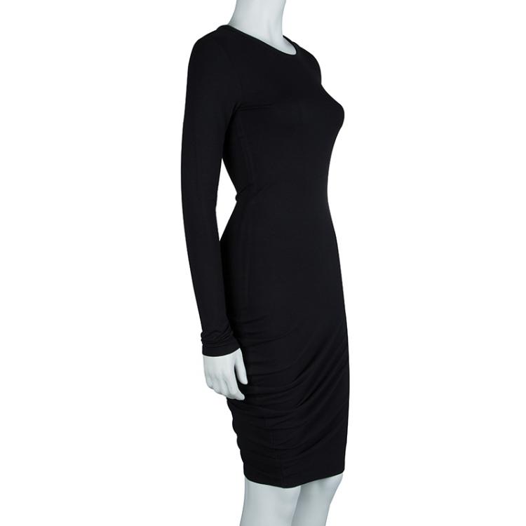 Pre Owned T Alexander Wang Black Knit Long Sleeve Asymmetric Dress S