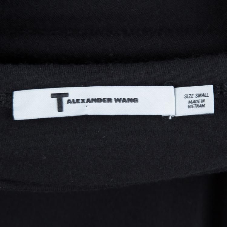 Pre Owned T Alexander Wang Black Knit Long Sleeve Asymmetric Dress S