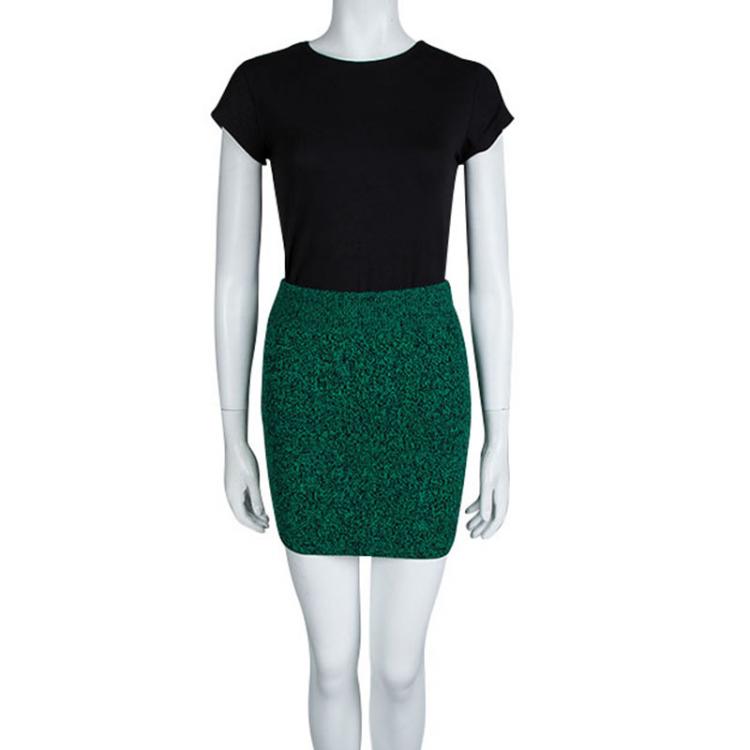 Pre Owned T by Alexander Wang Green Slub Wool Skirt XS