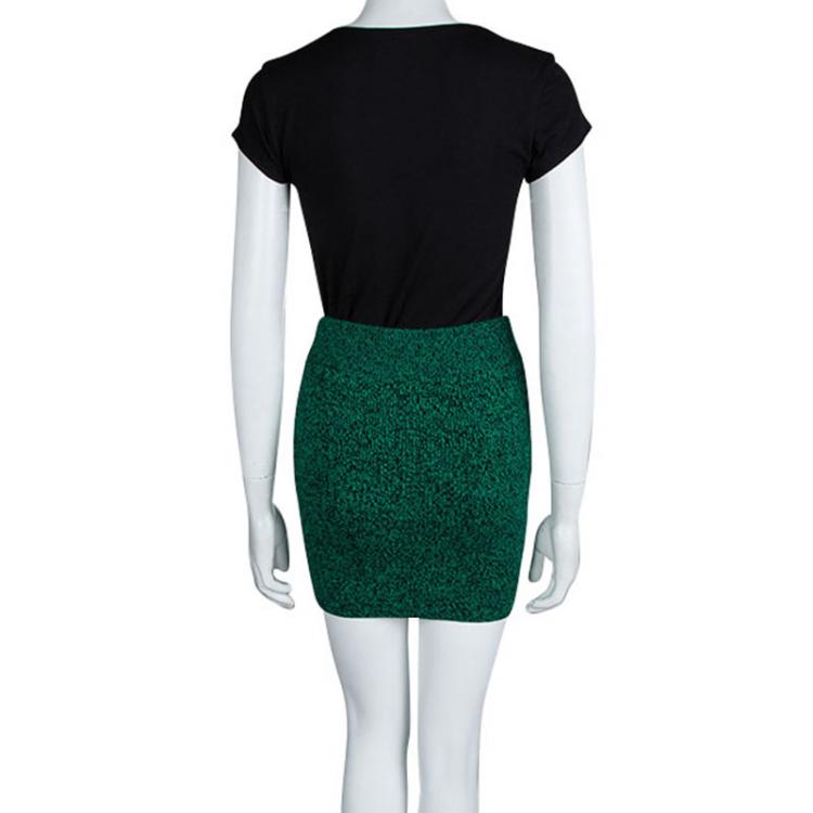 Pre Owned T by Alexander Wang Green Slub Wool Skirt XS