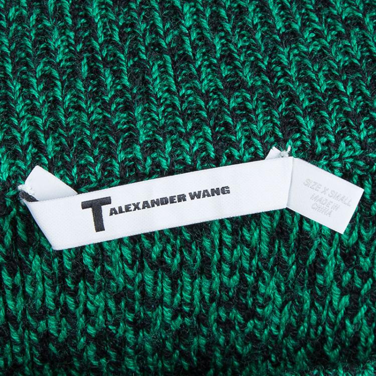 Pre Owned T by Alexander Wang Green Slub Wool Skirt XS