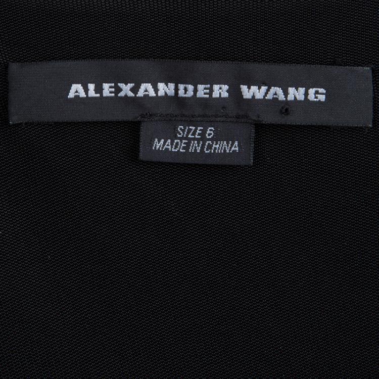 Pre Owned Alexander Wang Black Velvet Burnout Detail Asymmetric Dress M