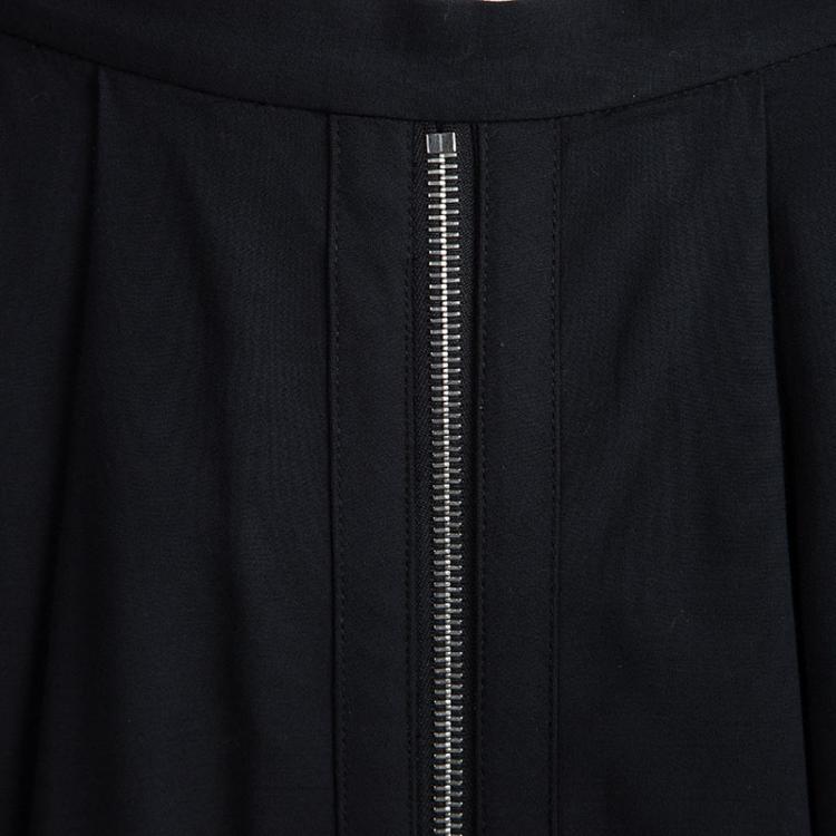 Pre Owned Alexander Wang Black Zip Detail Pleated Skirt S