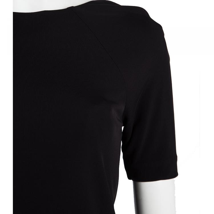 Pre Owned T By Alexander Wang Black Knit Draped Back Detail Short Sleeve Top XS