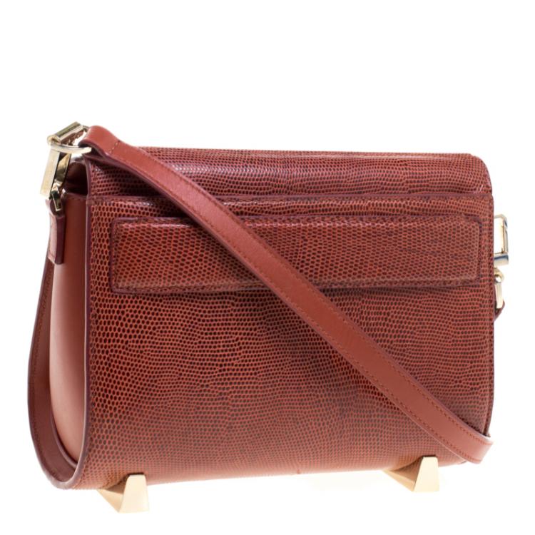 Pre Owned Alexander Wang Copper Lizard Embossed Leather Mini Chastity Sling Bag